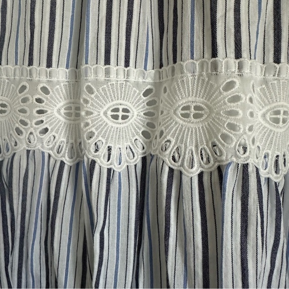 Michael Kors Womens Striped Cotton Gauze & Eyelet Skirt Sz 12 A Line Preppy Boho - Picture 2 of 13